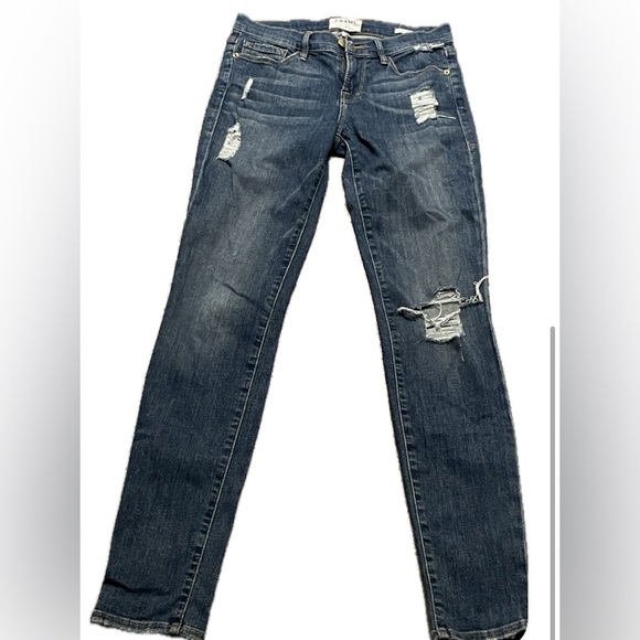 Frame Denim  Le Skinny de Jeanne ripped mid Wash jeans . - Picture 1 of 8
